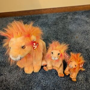 Ty Beanie Babies Lion Trio (Bushy)